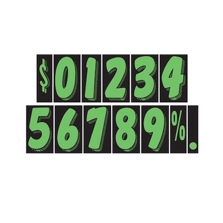 Car Dealer Depot 7 1/2" Green & Black Adhesive Windshield Numbers: % Pk 157-%